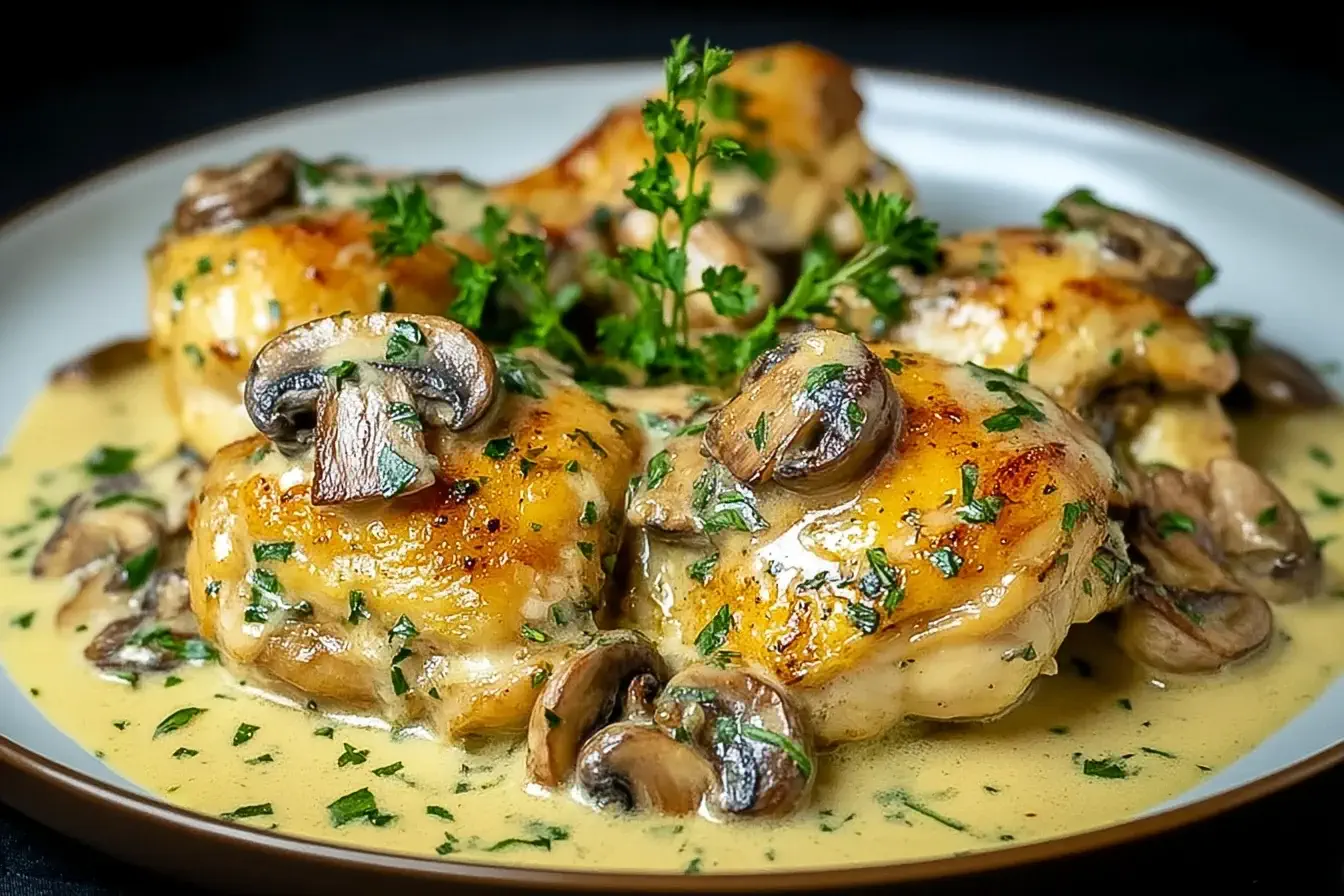 Minute Creamy Garlic Mushroom Chicken Thighs: Quick & Cozy Meal